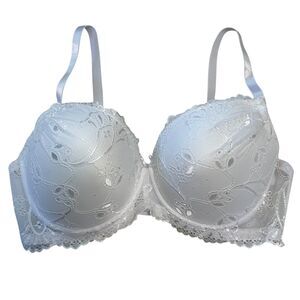 White Lace Underwire Push-Up Plus Size Bra Size 40D